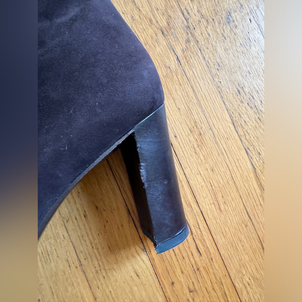 Vintage Ralph Lauren Suede Heeled Ankle Boots w Leather Cap Toe Sz 9 1/2 - Picture 8 of 13